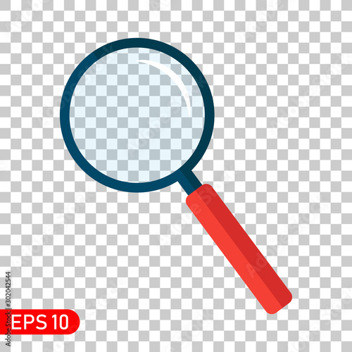 Search icon. Magnifying glass. Flat style loupe on transparent background photo