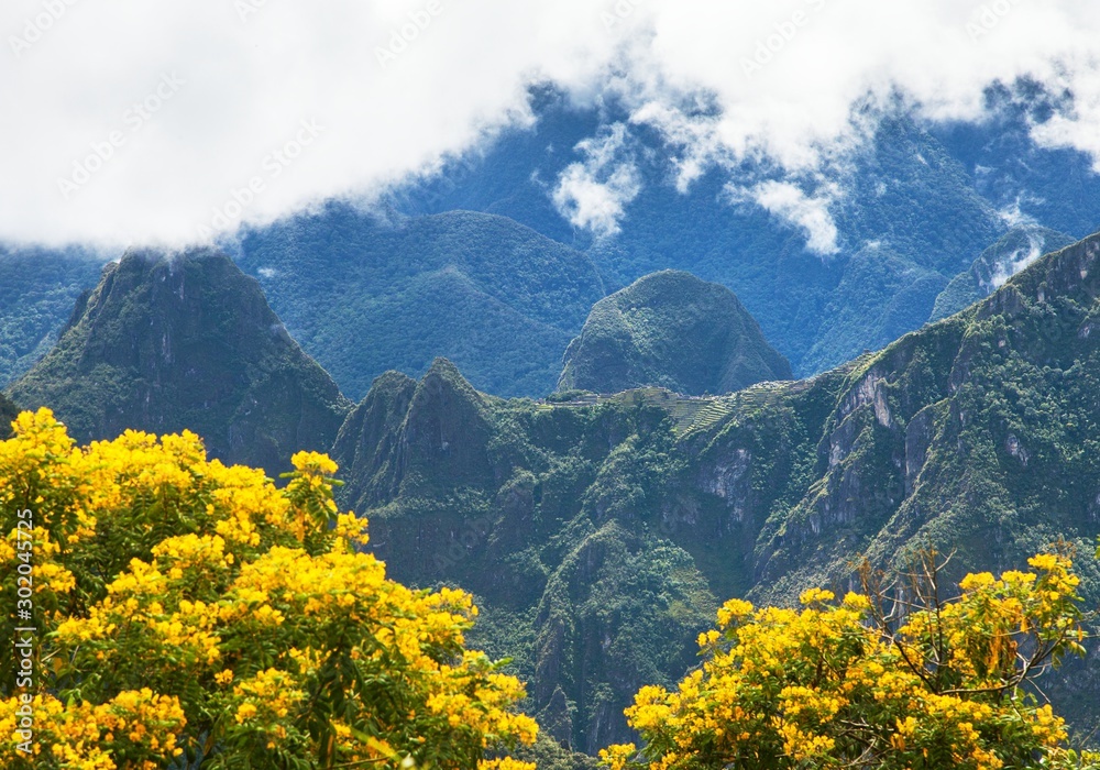 Machu Picchu inca town seen from start of Salkantay trek