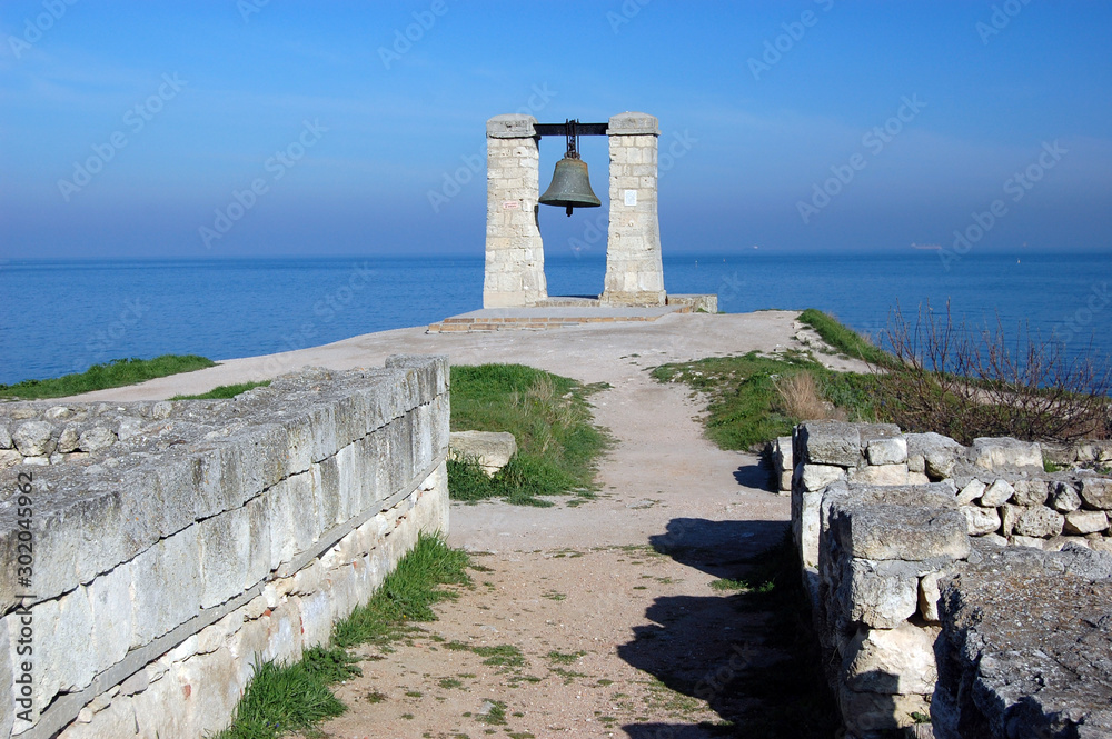 Ruins and column in a Khersones. Crimea.