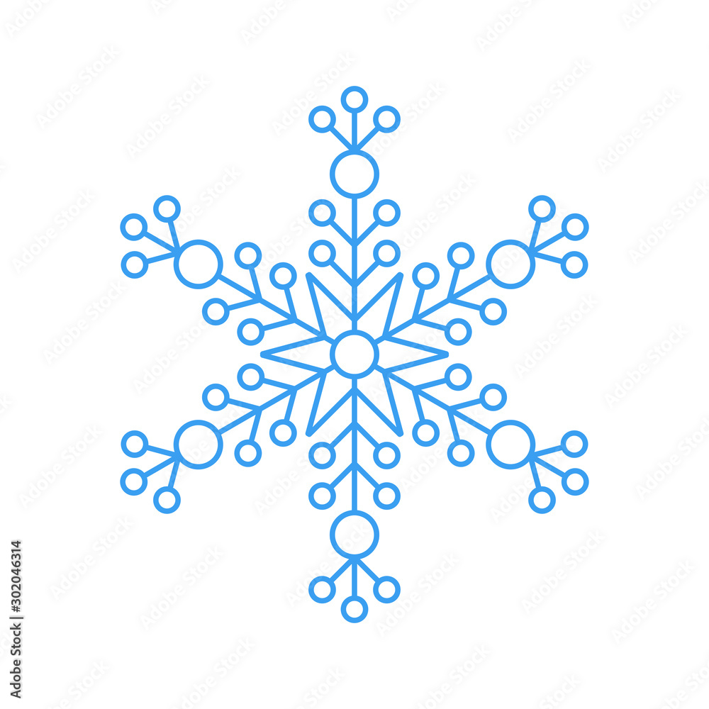 Blue snowflake icon - a symbol of winter holidays, xmas and new year, cold weather and frost - isolated on white background. Elegant vector design element. Blue snowflake icon - a symbol of winter holidays, xmas and new year, cold weather and frost - isolated on white background. Elegant vector design element.