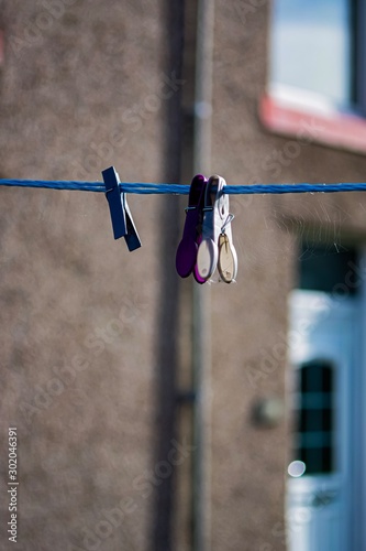 clothes hanging on rope