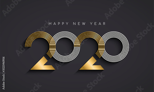 New Year 2020 abstract number date gold card