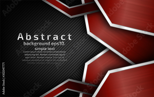 Abstract black and gray vector abstract background image, red metal design concept Modern geometric