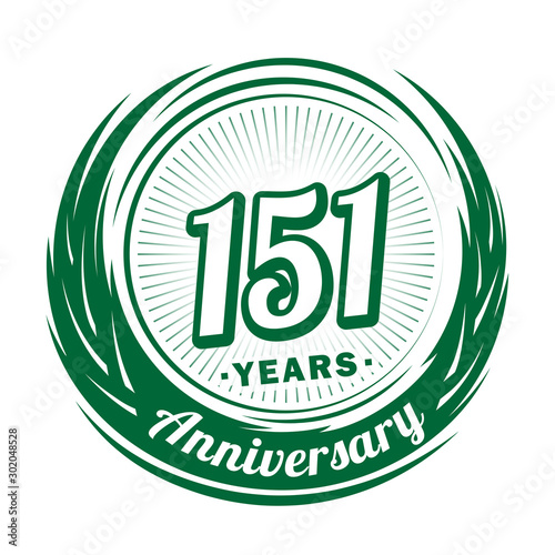 One hundred and fifty-one years anniversary celebration logotype. 151st anniversary logo. Vector and illustration.