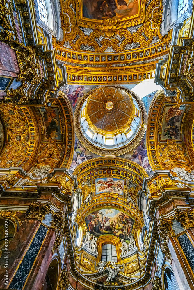 Ceiling Frescoes Dome Basilica Carlo al Corso Church Rome Italy