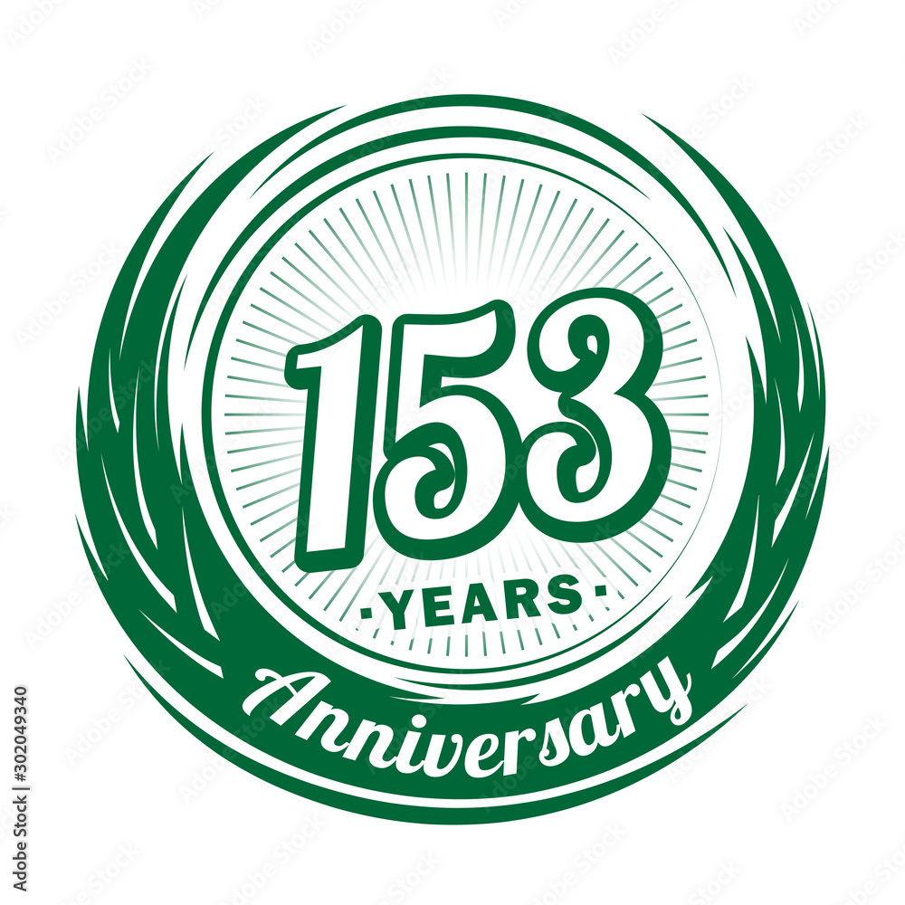 One hundred and fifty-three years anniversary celebration logotype. 153rd anniversary logo. Vector and illustration.