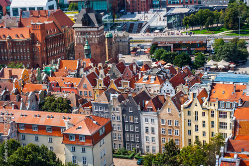 Aerial view of Gdansk Old Town