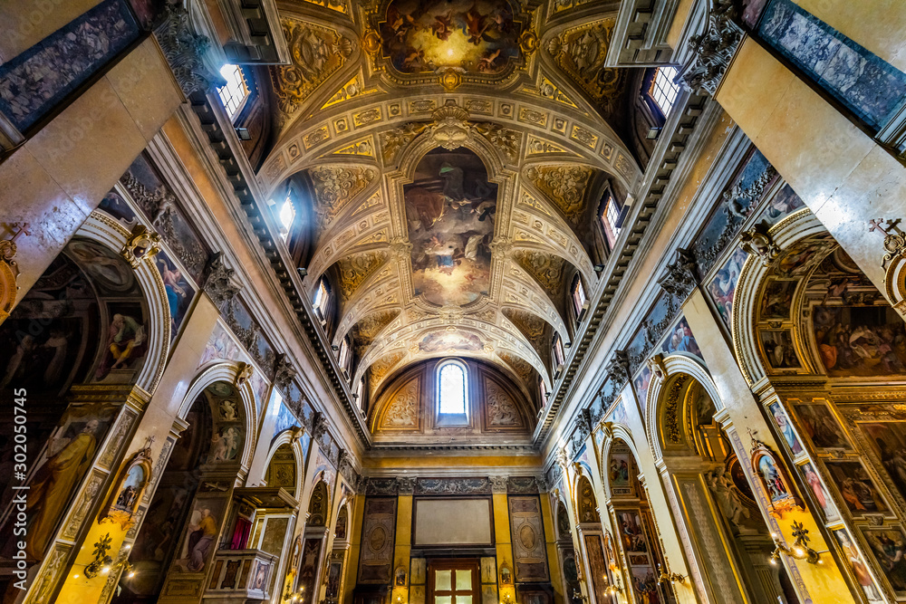 Arches Frescoes Basilica Santa Maria Traspontina  Church Rome Italy
