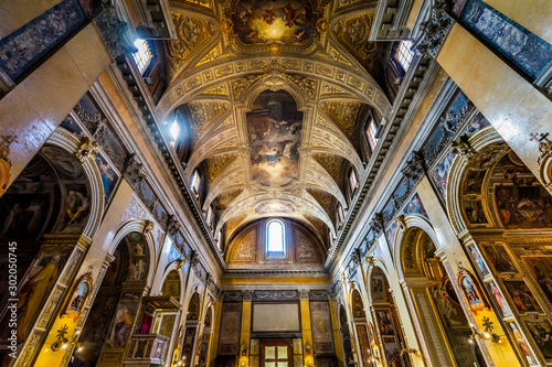 Arches Frescoes Basilica Santa Maria Traspontina  Church Rome Italy photo