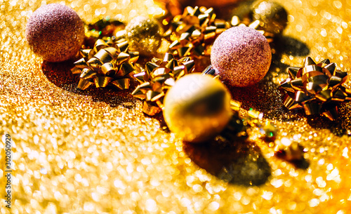 Christmas composition with golden decoration