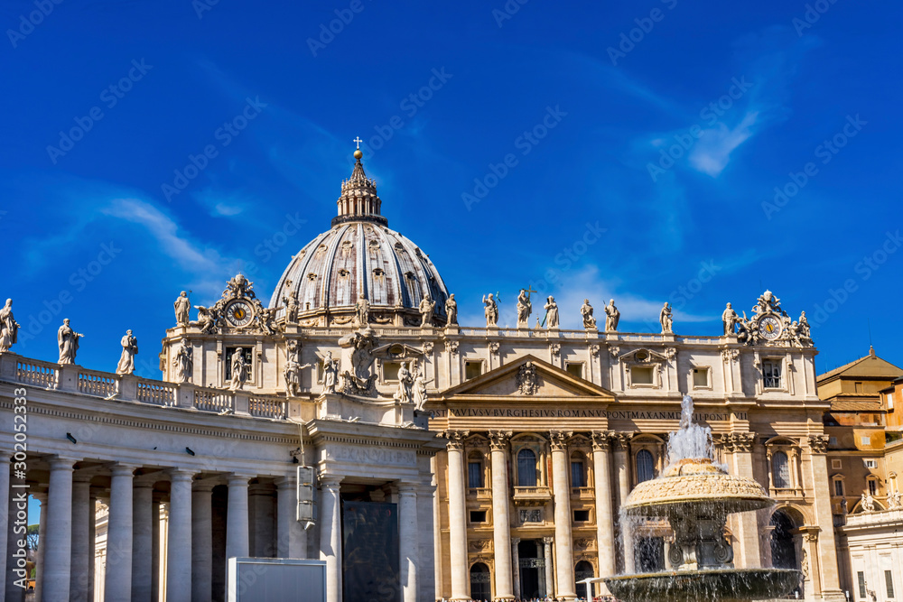 Saint Peter's Square Dome Statues Bernini Fountain Vatican Rome Italy