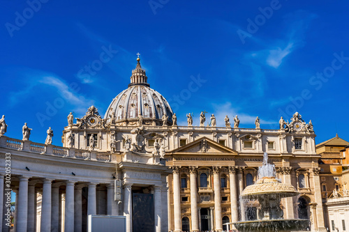 Saint Peter's Square Dome Statues Bernini Fountain Vatican Rome Italy