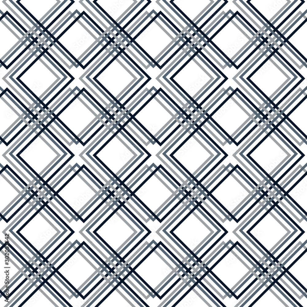 Сrazy cell rhombus trance seamless pattern. Chain mail effect. Repeat texture. Seamless background on white. Vector simple template. 