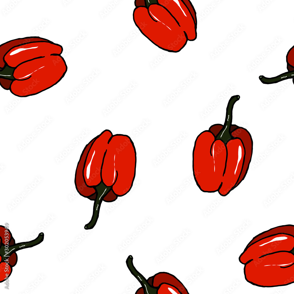 Food vector illustration. Vegetables. For print, design, back surface, textile, packaging, web. Colored hand drawn vector illustration. Seamless color patterns.