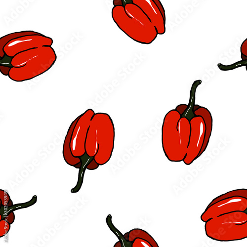 Obraz na płótnie Food vector illustration. Vegetables. For print, design, back surface, textile, packaging, web. Colored hand drawn vector illustration. Seamless color patterns. w salonie
