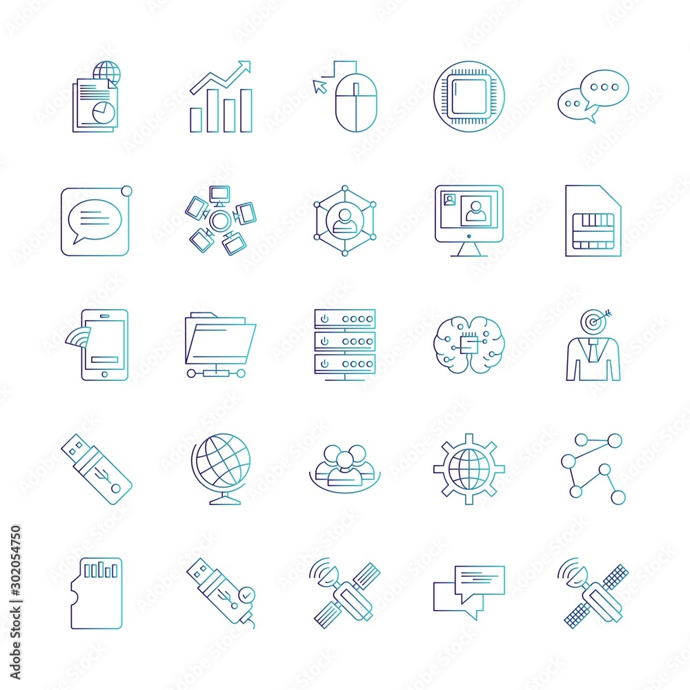 Set Of 25 Universal Icons For Mobile Application and websites