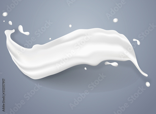 Milk splashes isolated on gray background. vector illustration.