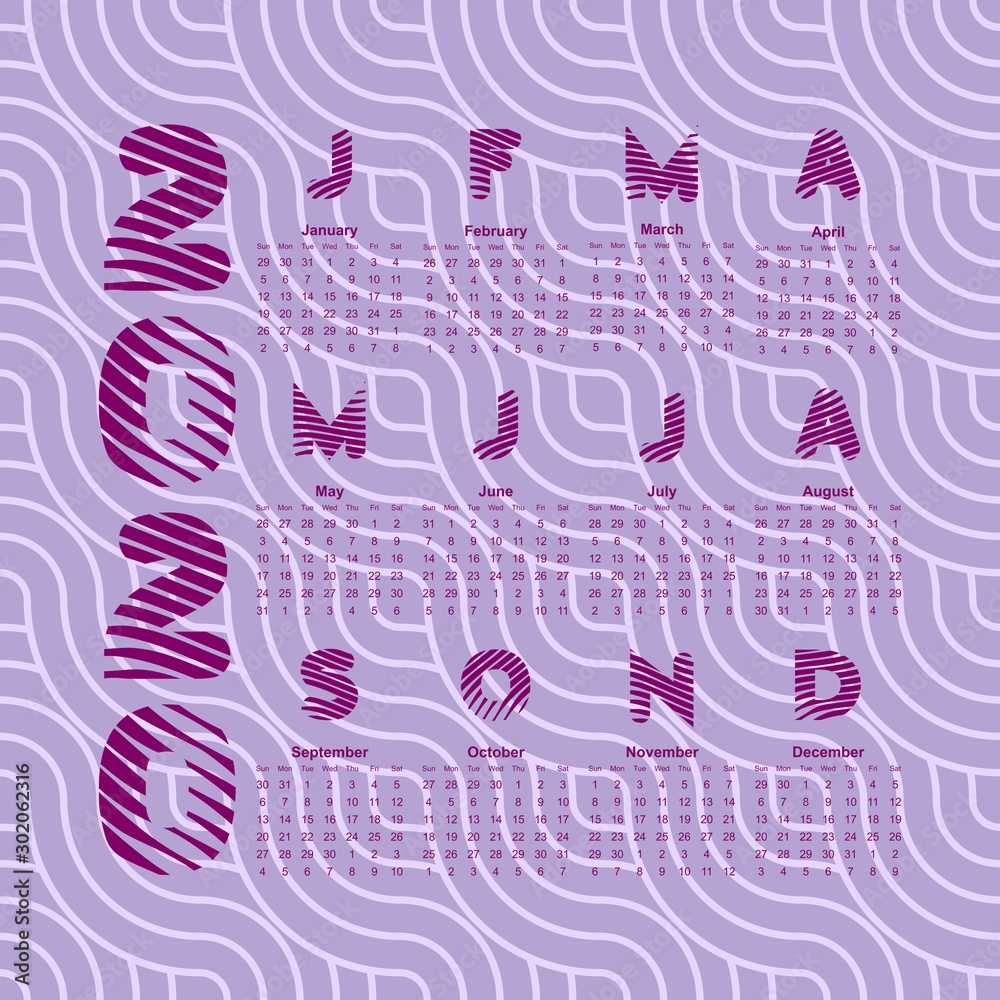 Fototapeta premium Retro Futuristic Calendar Purple 3