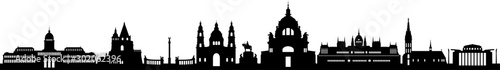Obraz na płótnie Budapest City Skyline Vecot Silhouette w salonie