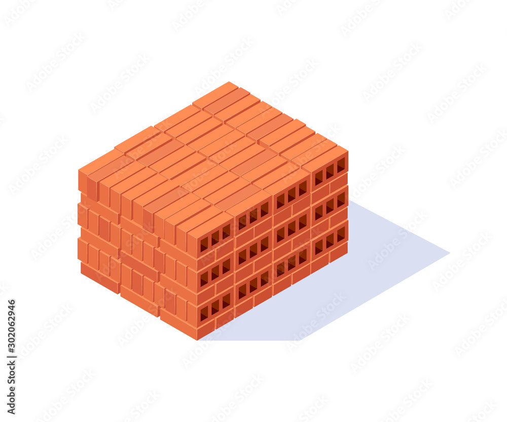 Vector brick pallet icon in flat style Vector brick pallet icon in flat style