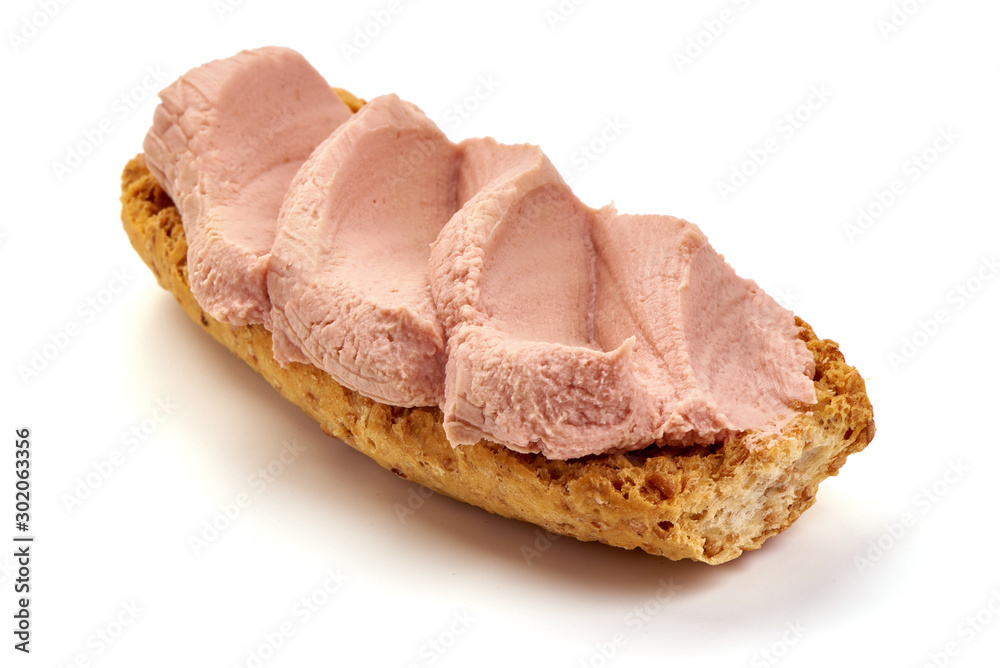 Chicken liver pate sandwich, isolated on white background Chicken liver pate sandwich, isolated on white background