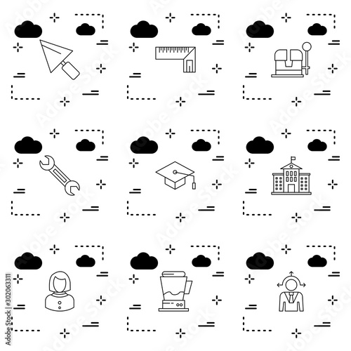 Set Of 9 Universal Icons For Mobile Application and websites