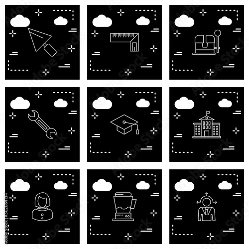 Set Of 9 Universal Icons For Mobile Application and websites