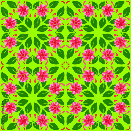 Flowers seamless pattern. Colorful floral seamless background wit flowers and leafs. Great texture for scrapbook, wrapping paper, textiles, home decor,