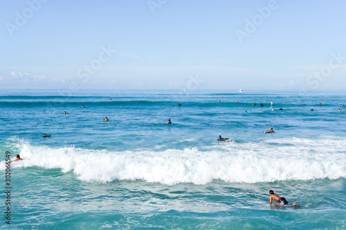 Waikiki Beach Honolulu surfers. © Alla