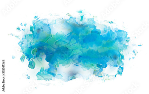 abstract blue paint stain with tints of color  of paint and a stain