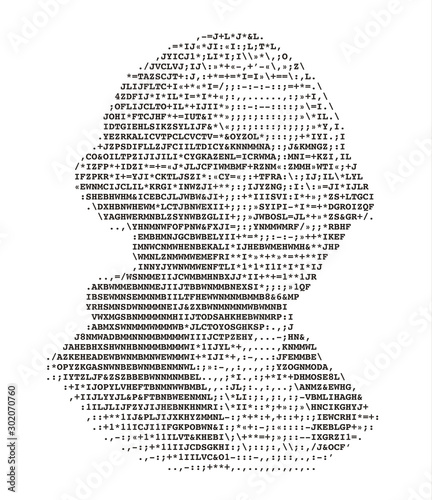 George Washington stylized portrait ASCII art original version. Code. Vector illustration. photo