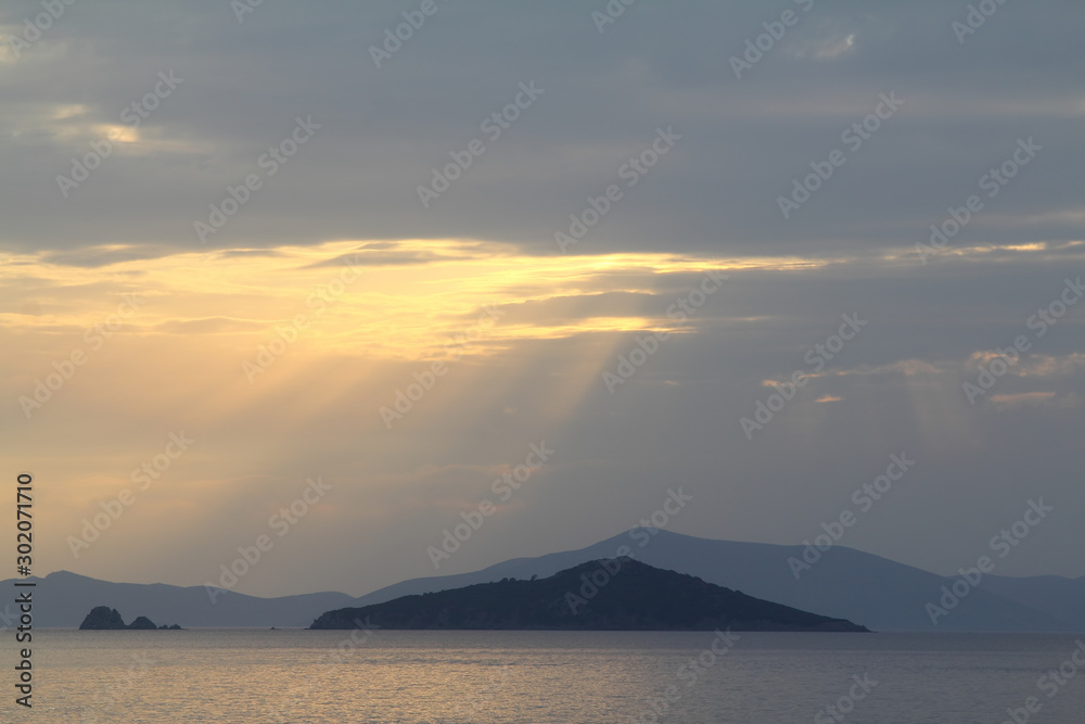 Seaside town of Bodrum and spectacular sunsets. Mugla, Turkey