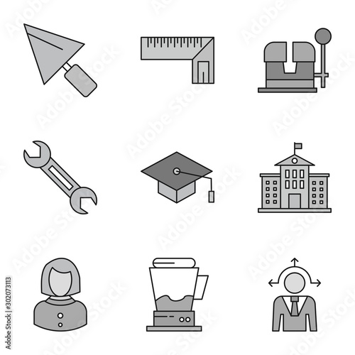 Set Of 9 Universal Icons For Mobile Application and websites
