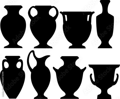 Vector illustration of Greek vases and amphora