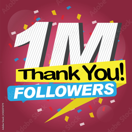 Thank you for reaching one million followers poster - Vector illustration