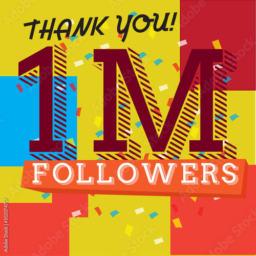 Thank you for reaching one million followers poster - Vector illustration