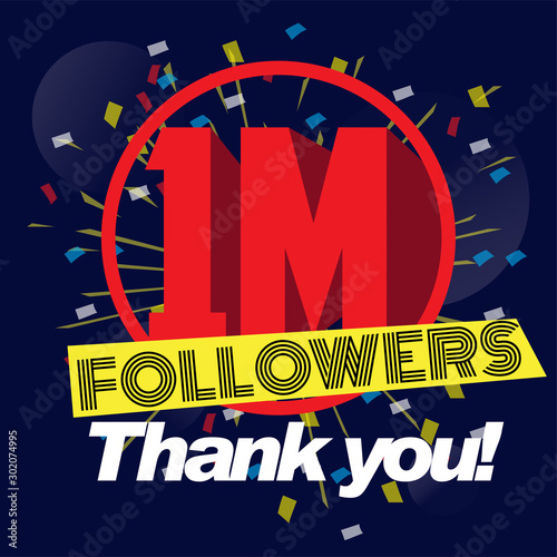 Thank you for reaching one million followers poster - Vector illustration