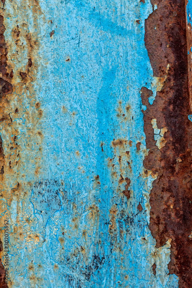 Fototapeta premium Old Weathered Bluish Corrugated Metal Texture