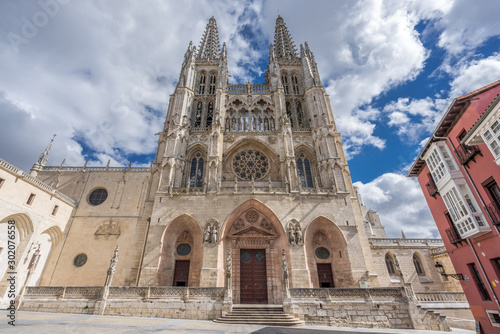 Plaza de Santa Maria Square and Cathedral of Saint Mary of Burgos (Santa Maria de Burgos). Declared UNESCO World Heritage Site. Castile and Leon, Spain