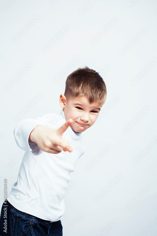 little cute boy on white background gesture smiling close up, lifestyle people concept little cute boy on white background gesture smiling close up, lifestyle people concept