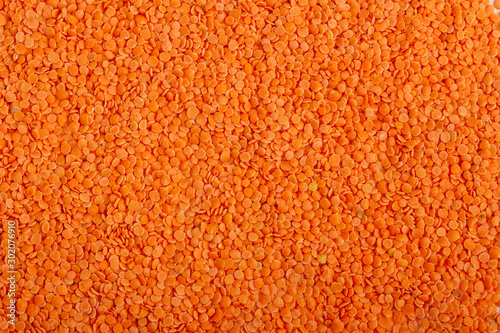 Texture of raw red lentils top view