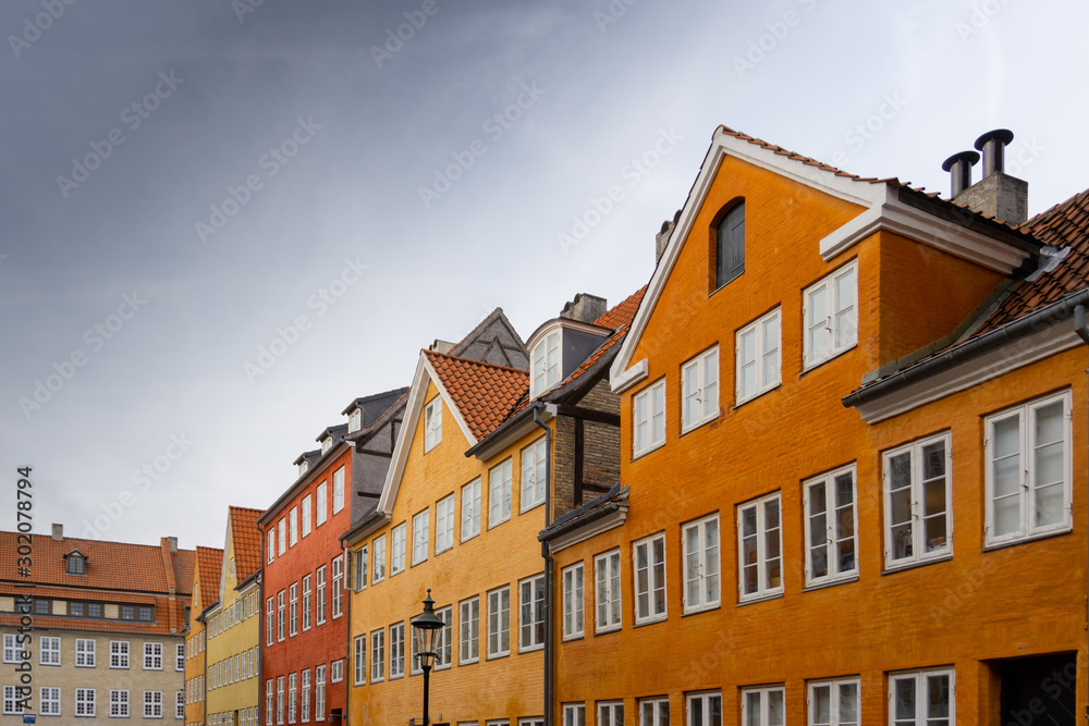 Colorful Old Houses in Row, Copenhagen, Denmark