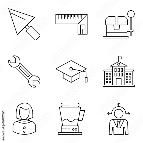 Set Of 9 Universal Icons For Mobile Application and websites