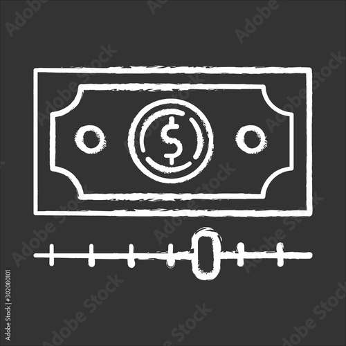 Cash advance chalk icon. Increasing budget graph report. Budget growing. Finances managment. Smart investment with percentage gain. Economy, business. Isolated vector chalkboard illustration