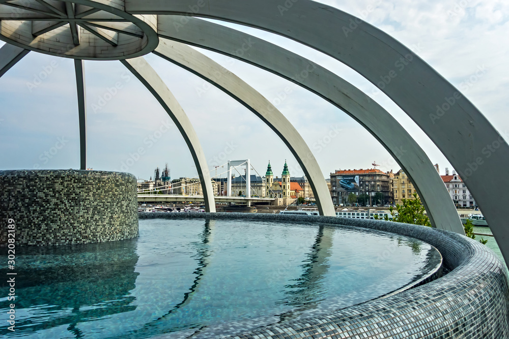 Panorama pool Medicinal Thermal Baths and Spa, Budapest, Hungary.