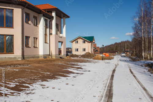 The street in the cottage settlement under construction