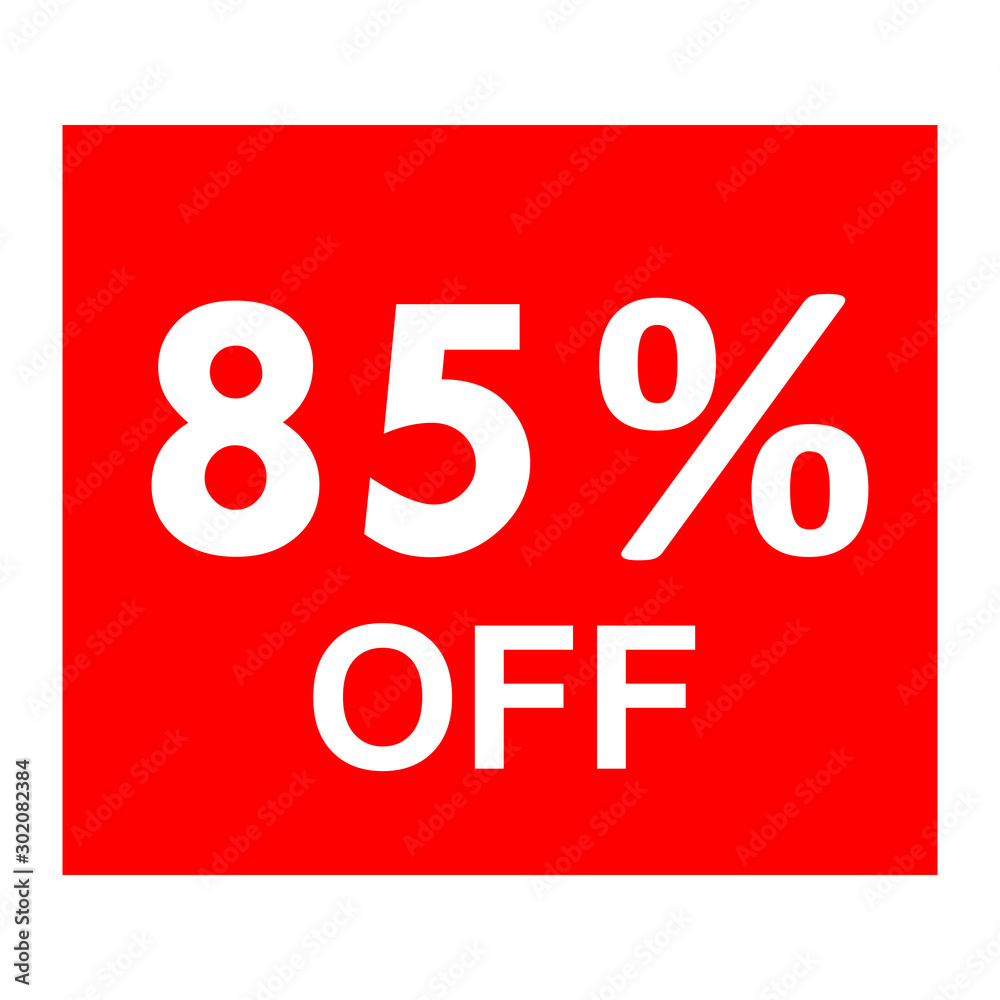 Sale - 85 percent off - red tag isolated - vector