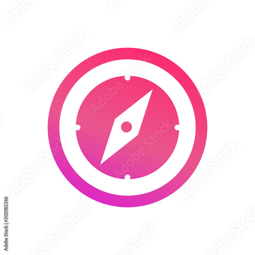 Compass vector icon for Travel Site or Company. Flat pink pictogram for Web or Logo with Navigation Tool.