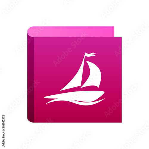 Cruise Ship icon pink color...
