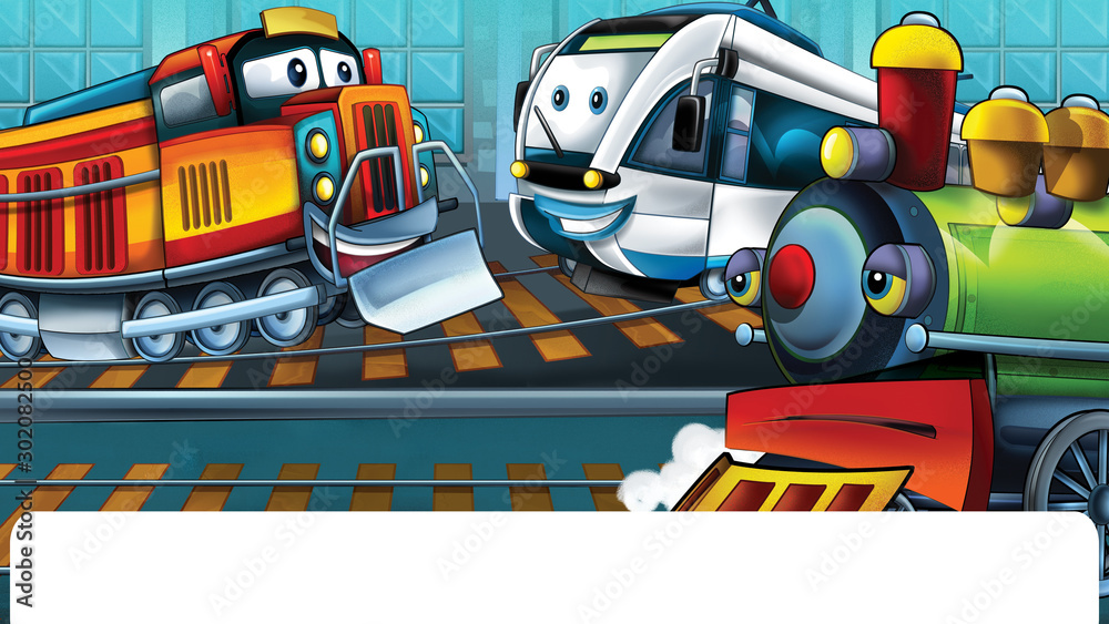 Naklejka premium Cartoon funny looking train - illustration for children
